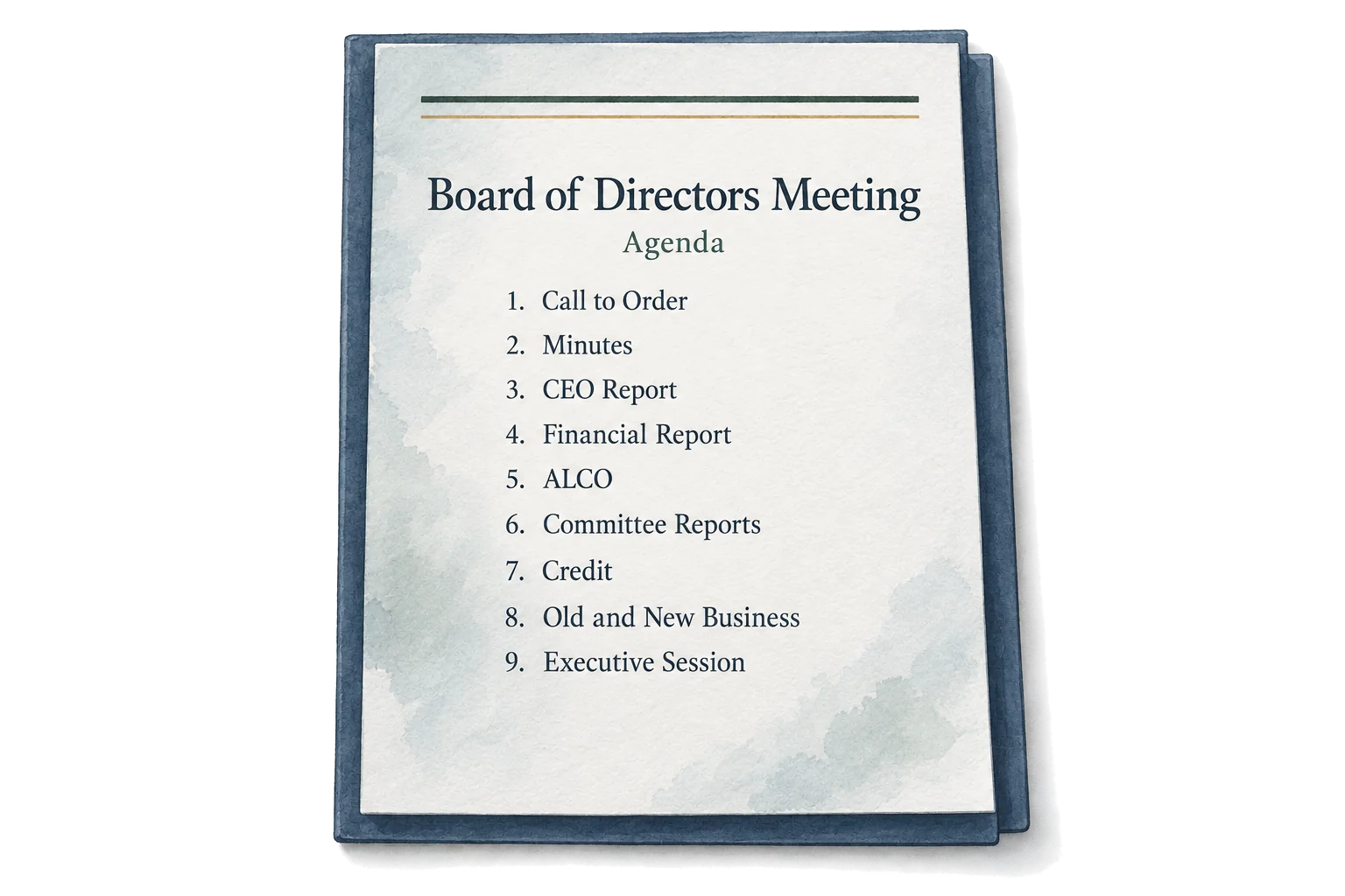 A full board agenda with the report and plan.